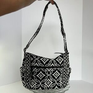 Vera Bradley Crossbody Shoulder Bag Black White Geometric Quilted Purse